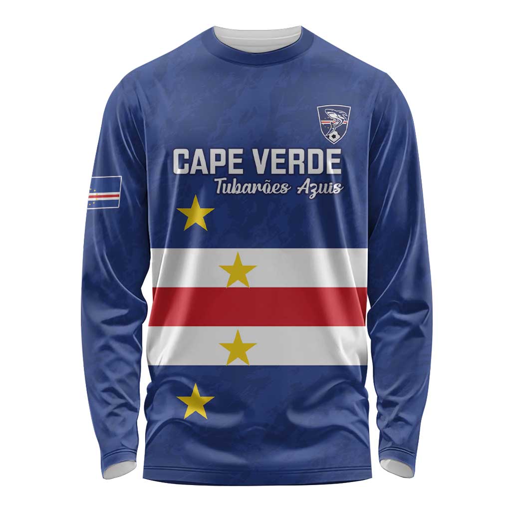 Cape Verde Football Custom Long Sleeve Shirt Go Champion Sporty Style - Wonder Print Shop