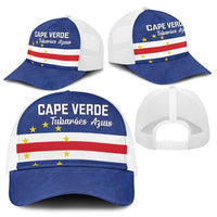 Cape Verde Football Mesh Trucker Cap Go Champion Sporty Style - Wonder Print Shop