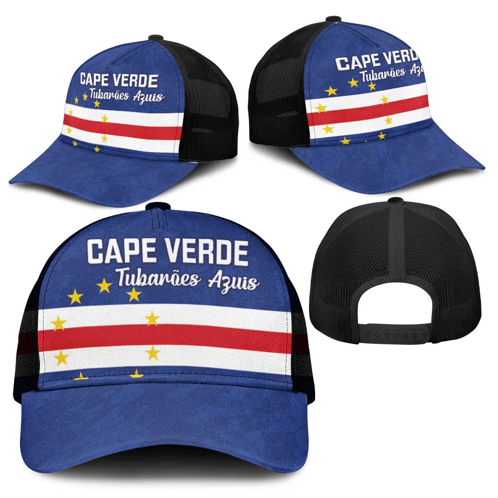 Cape Verde Football Mesh Trucker Cap Go Champion Sporty Style - Wonder Print Shop
