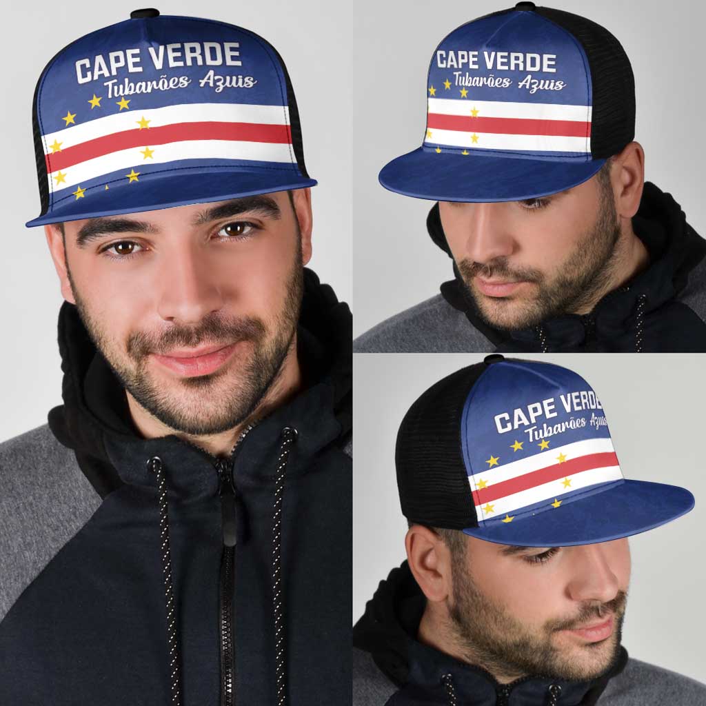 Cape Verde Football Mesh Trucker Cap Go Champion Sporty Style - Wonder Print Shop
