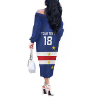 Cape Verde Football Custom Off The Shoulder Long Sleeve Dress Go Champion Sporty Style - Wonder Print Shop