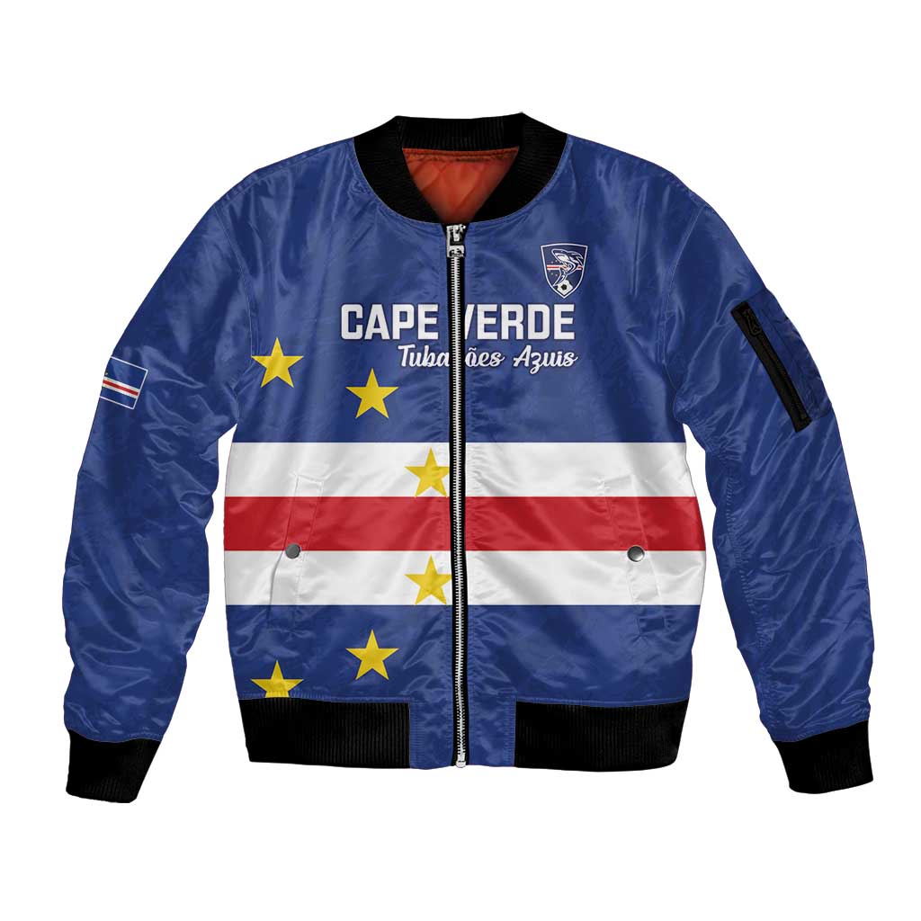 Cape Verde Football Custom Sleeve Zip Bomber Jacket Go Champion Sporty Style - Wonder Print Shop