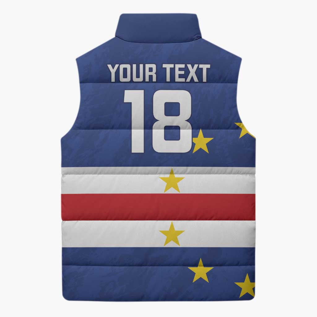 Cape Verde Football Custom Sleeveless Puffer Jacket Go Champion Sporty Style - Wonder Print Shop
