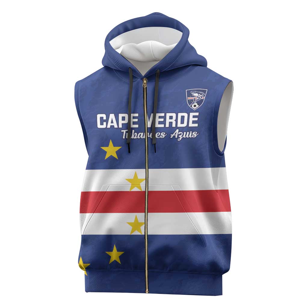 Cape Verde Football Custom Sleeveless Zip Hoodie Go Champion Sporty Style - Wonder Print Shop