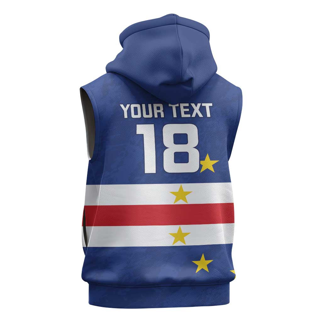 Cape Verde Football Custom Sleeveless Zip Hoodie Go Champion Sporty Style - Wonder Print Shop