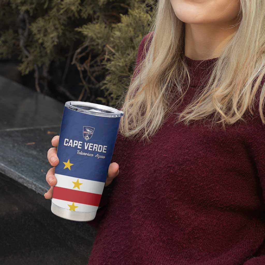 Cape Verde Football Custom Tumbler Cup Go Champion Sporty Style - Wonder Print Shop