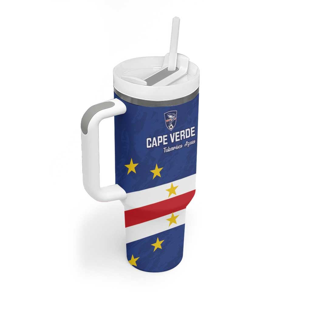 Cape Verde Football Custom Tumbler With Handle Go Champion Sporty Style - Wonder Print Shop