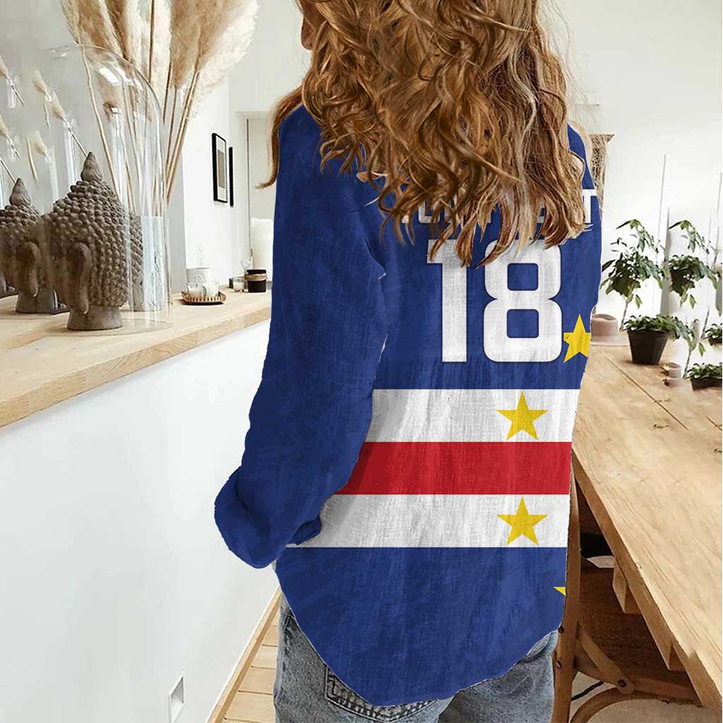 Cape Verde Football Custom Women Casual Shirt Go Champion Sporty Style - Wonder Print Shop