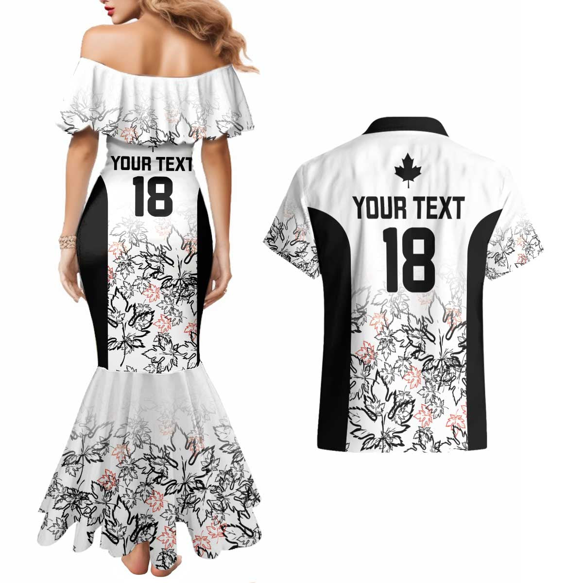 Canada Rugby Custom Couples Matching Mermaid Dress and Hawaiian Shirt Maple Leafs Go Champion - Wonder Print Shop