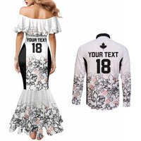 Canada Rugby Custom Couples Matching Mermaid Dress and Long Sleeve Button Shirt Maple Leafs Go Champion - Wonder Print Shop