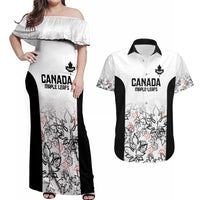 Canada Rugby Custom Couples Matching Off Shoulder Maxi Dress and Hawaiian Shirt Maple Leafs Go Champion - Wonder Print Shop