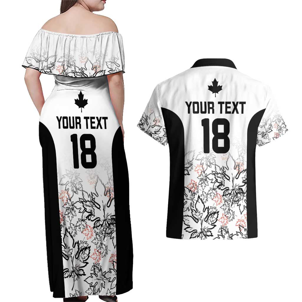 Canada Rugby Custom Couples Matching Off Shoulder Maxi Dress and Hawaiian Shirt Maple Leafs Go Champion - Wonder Print Shop
