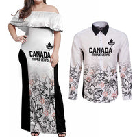Canada Rugby Custom Couples Matching Off Shoulder Maxi Dress and Long Sleeve Button Shirt Maple Leafs Go Champion - Wonder Print Shop
