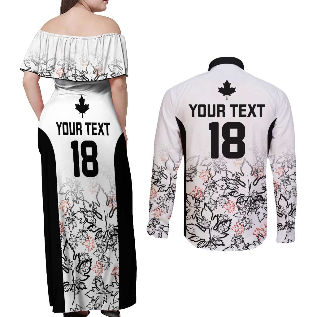 Canada Rugby Custom Couples Matching Off Shoulder Maxi Dress and Long Sleeve Button Shirt Maple Leafs Go Champion - Wonder Print Shop