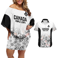 Canada Rugby Custom Couples Matching Off Shoulder Short Dress and Hawaiian Shirt Maple Leafs Go Champion - Wonder Print Shop