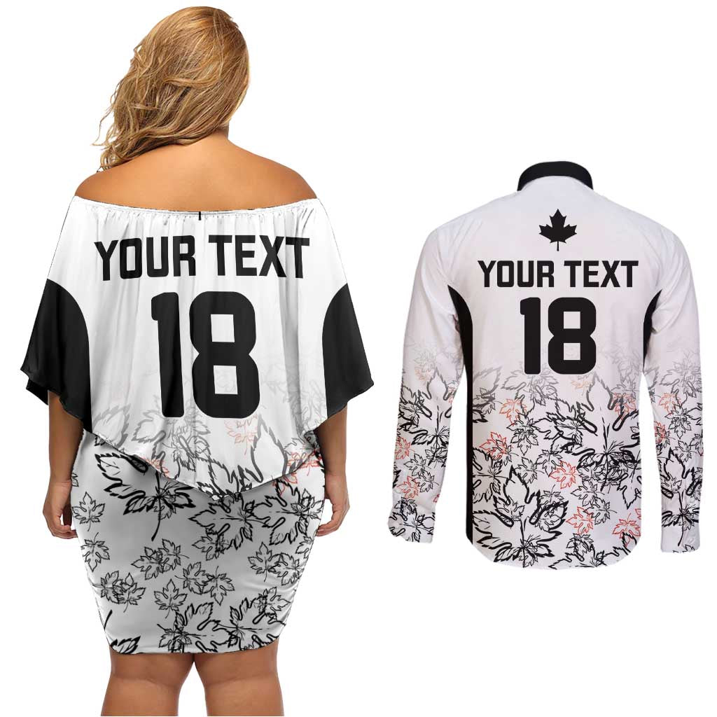Canada Rugby Custom Couples Matching Off Shoulder Short Dress and Long Sleeve Button Shirt Maple Leafs Go Champion - Wonder Print Shop