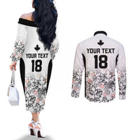 Canada Rugby Custom Couples Matching Off The Shoulder Long Sleeve Dress and Long Sleeve Button Shirt Maple Leafs Go Champion - Wonder Print Shop