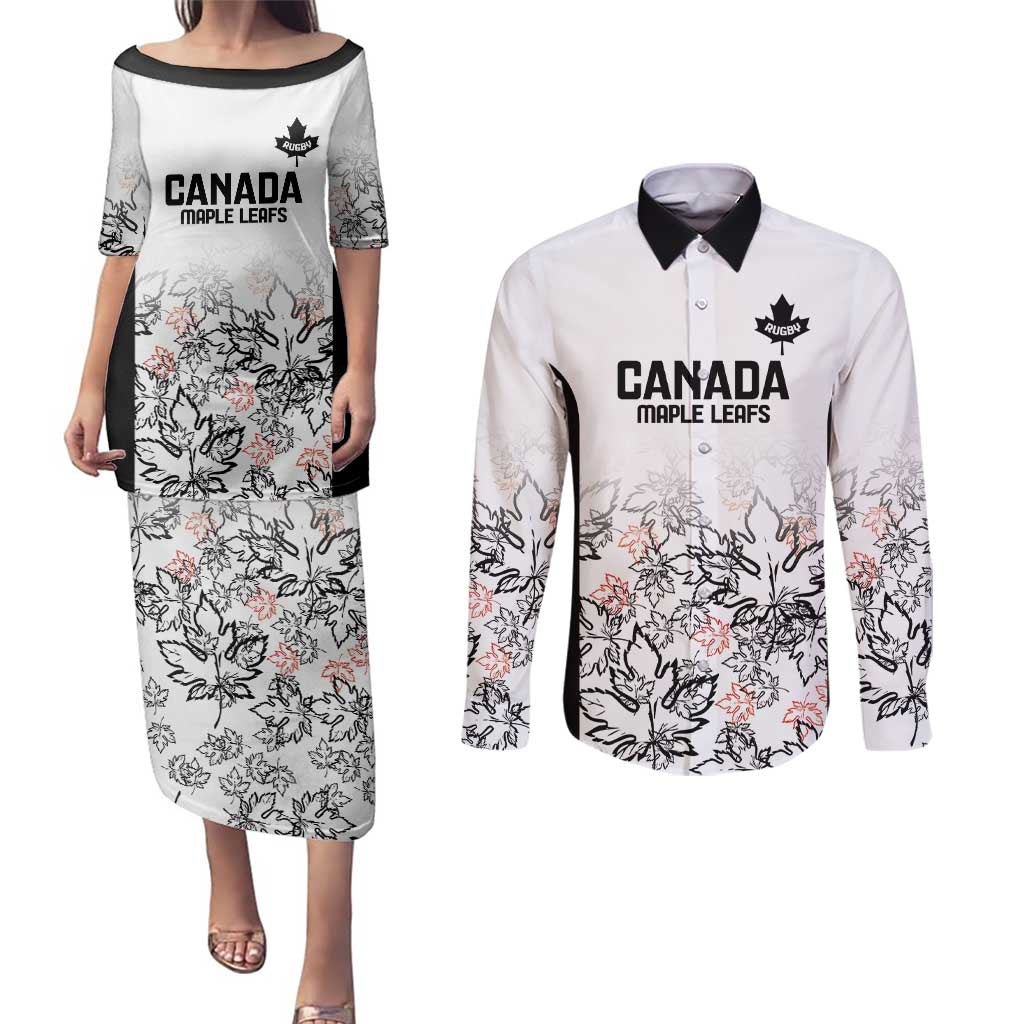 Canada Rugby Custom Couples Matching Puletasi and Long Sleeve Button Shirt Maple Leafs Go Champion - Wonder Print Shop