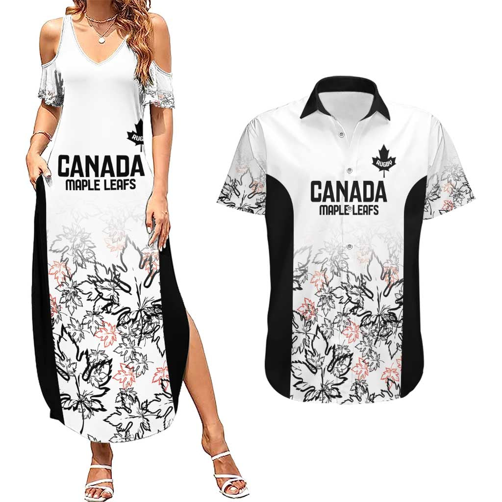 Canada Rugby Custom Couples Matching Summer Maxi Dress and Hawaiian Shirt Maple Leafs Go Champion - Wonder Print Shop