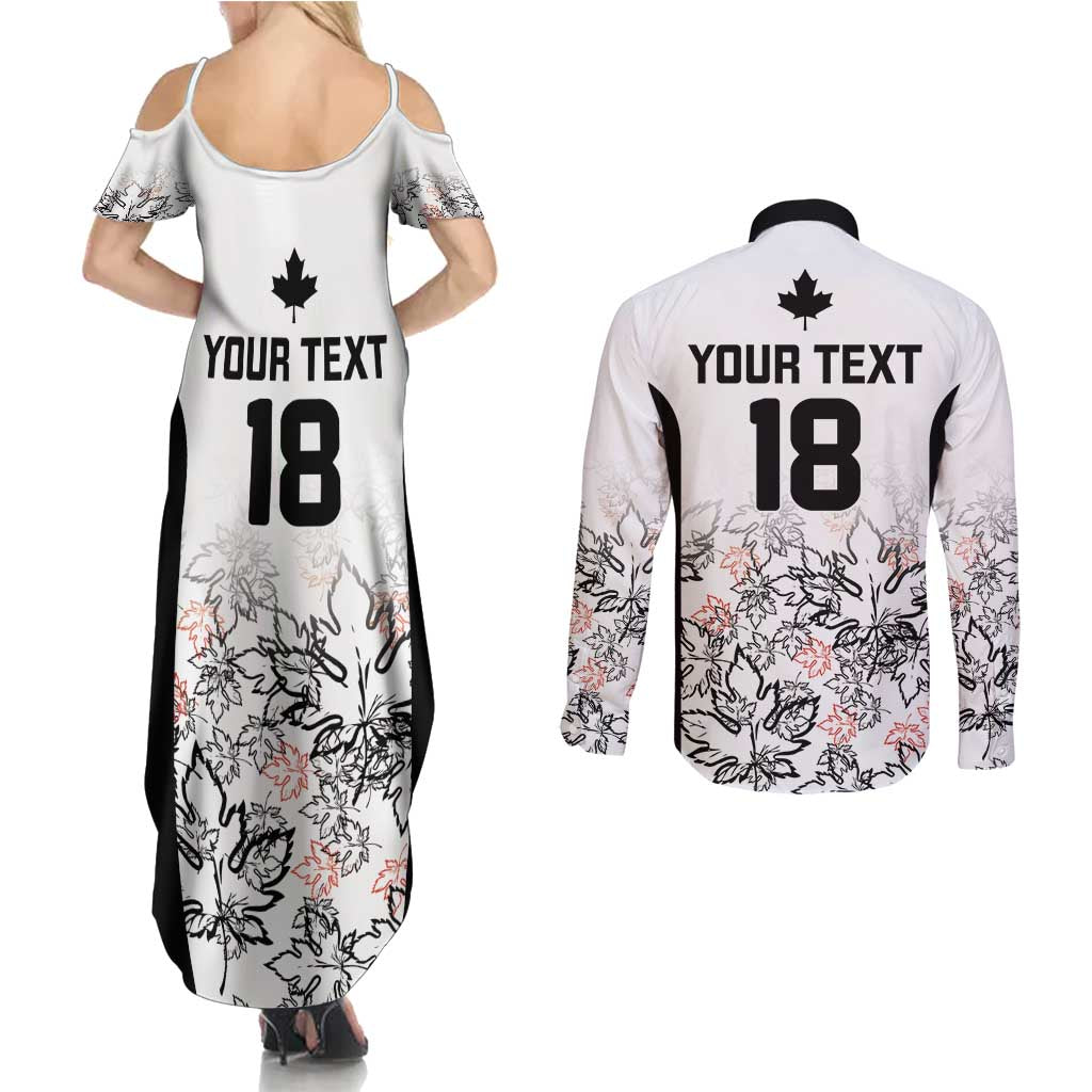 Canada Rugby Custom Couples Matching Summer Maxi Dress and Long Sleeve Button Shirt Maple Leafs Go Champion - Wonder Print Shop