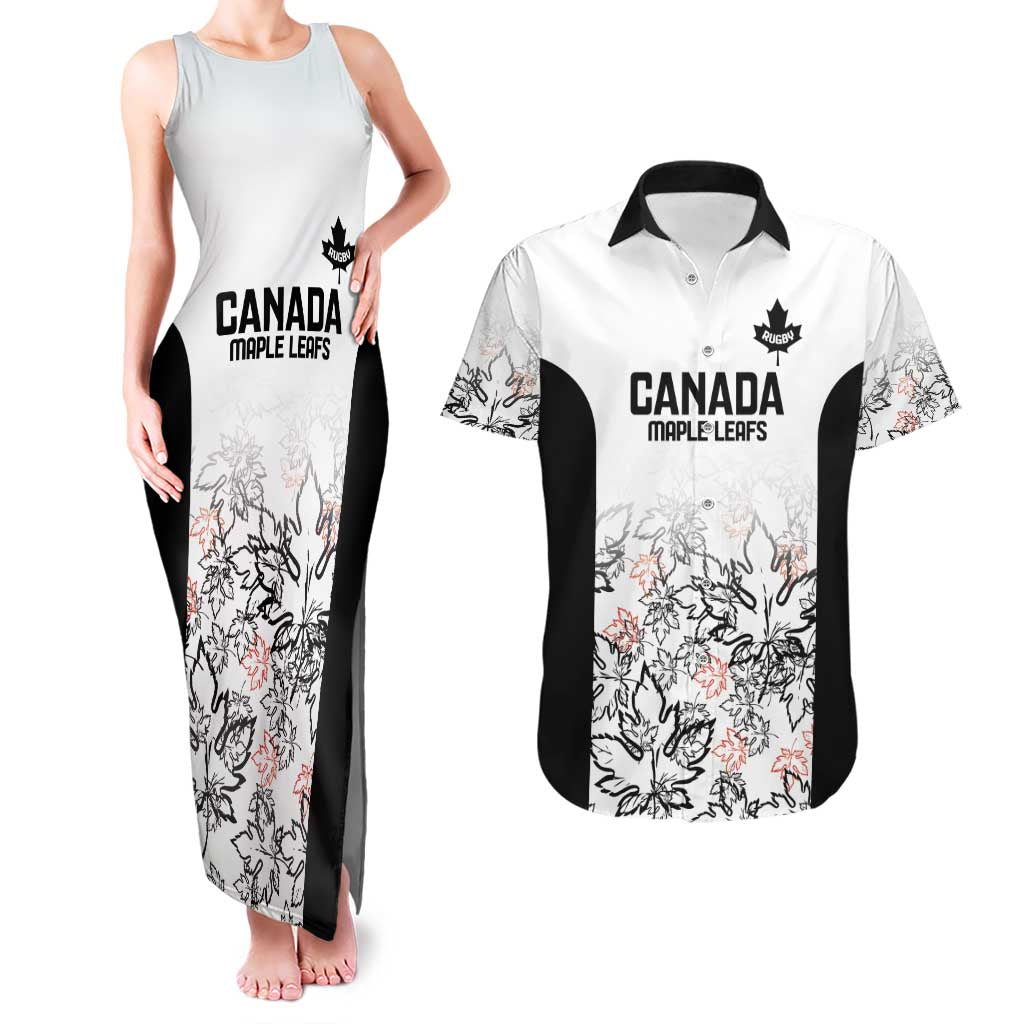 Canada Rugby Custom Couples Matching Tank Maxi Dress and Hawaiian Shirt Maple Leafs Go Champion - Wonder Print Shop