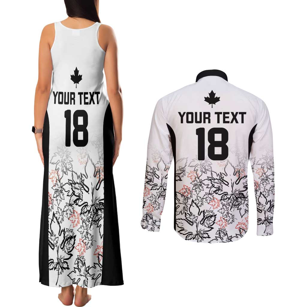 Canada Rugby Custom Couples Matching Tank Maxi Dress and Long Sleeve Button Shirt Maple Leafs Go Champion - Wonder Print Shop