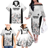 Canada Rugby Custom Family Matching Off The Shoulder Long Sleeve Dress and Hawaiian Shirt Maple Leafs Go Champion - Wonder Print Shop
