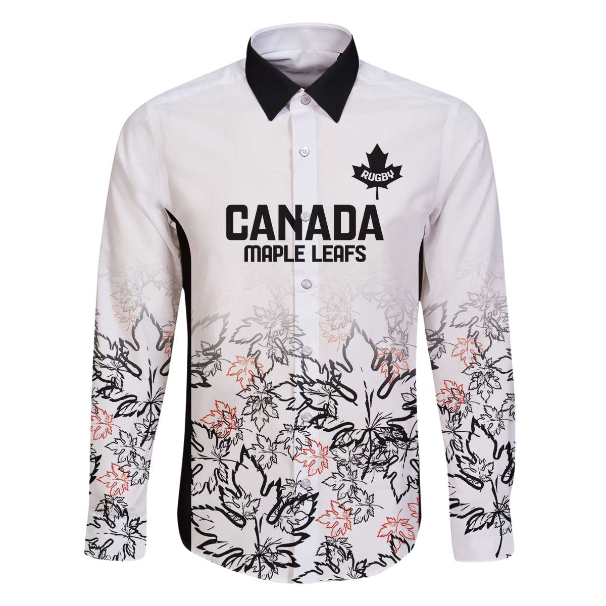 Canada Rugby Custom Family Matching Off The Shoulder Long Sleeve Dress and Hawaiian Shirt Maple Leafs Go Champion - Wonder Print Shop