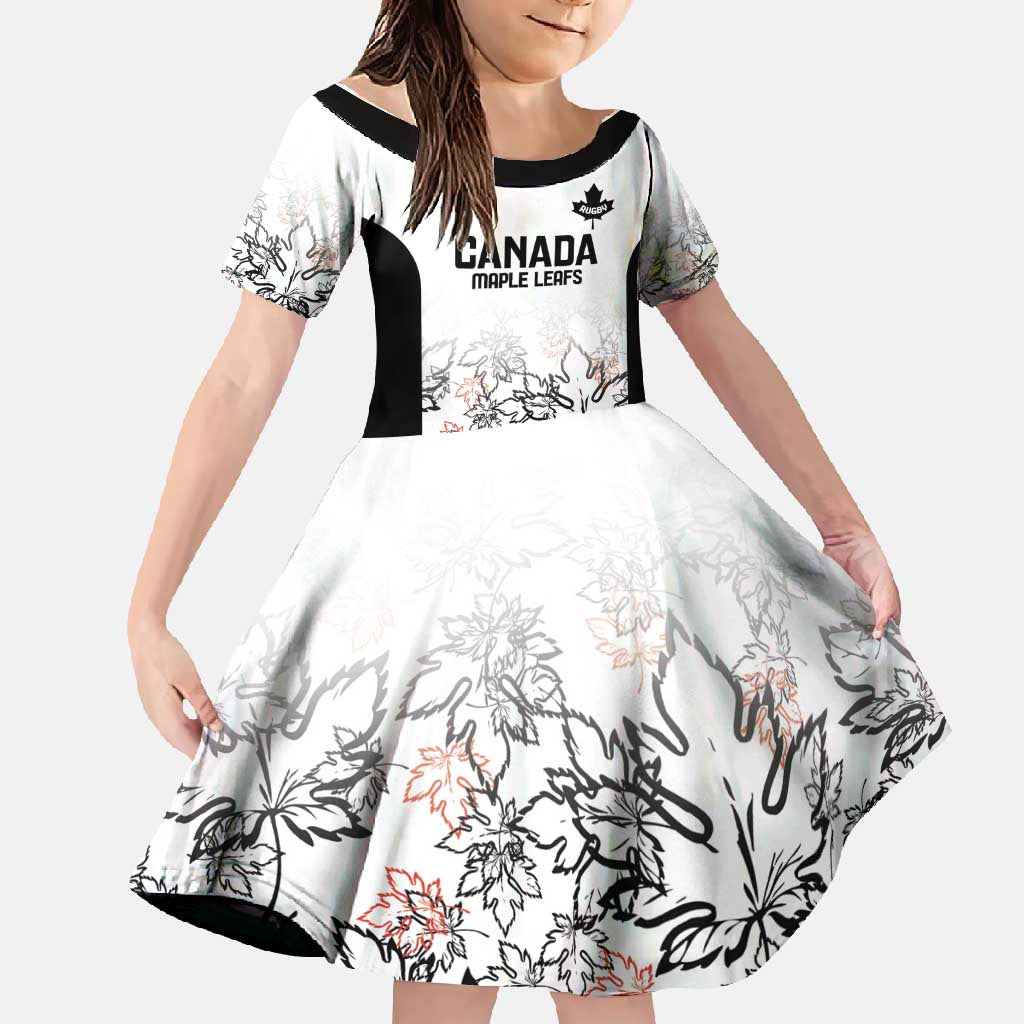 Canada Rugby Custom Family Matching Off Shoulder Maxi Dress and Hawaiian Shirt Maple Leafs Go Champion - Wonder Print Shop