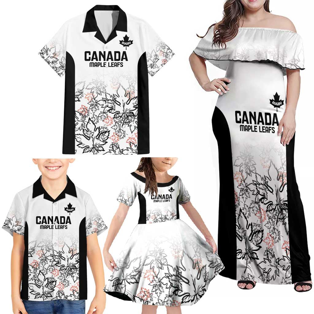 Canada Rugby Custom Family Matching Off Shoulder Maxi Dress and Hawaiian Shirt Maple Leafs Go Champion - Wonder Print Shop