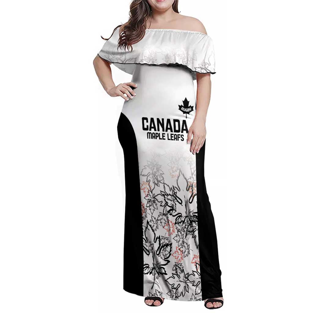 Canada Rugby Custom Family Matching Off Shoulder Maxi Dress and Hawaiian Shirt Maple Leafs Go Champion - Wonder Print Shop