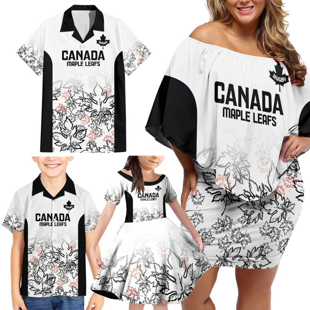 Canada Rugby Custom Family Matching Off Shoulder Short Dress and Hawaiian Shirt Maple Leafs Go Champion - Wonder Print Shop