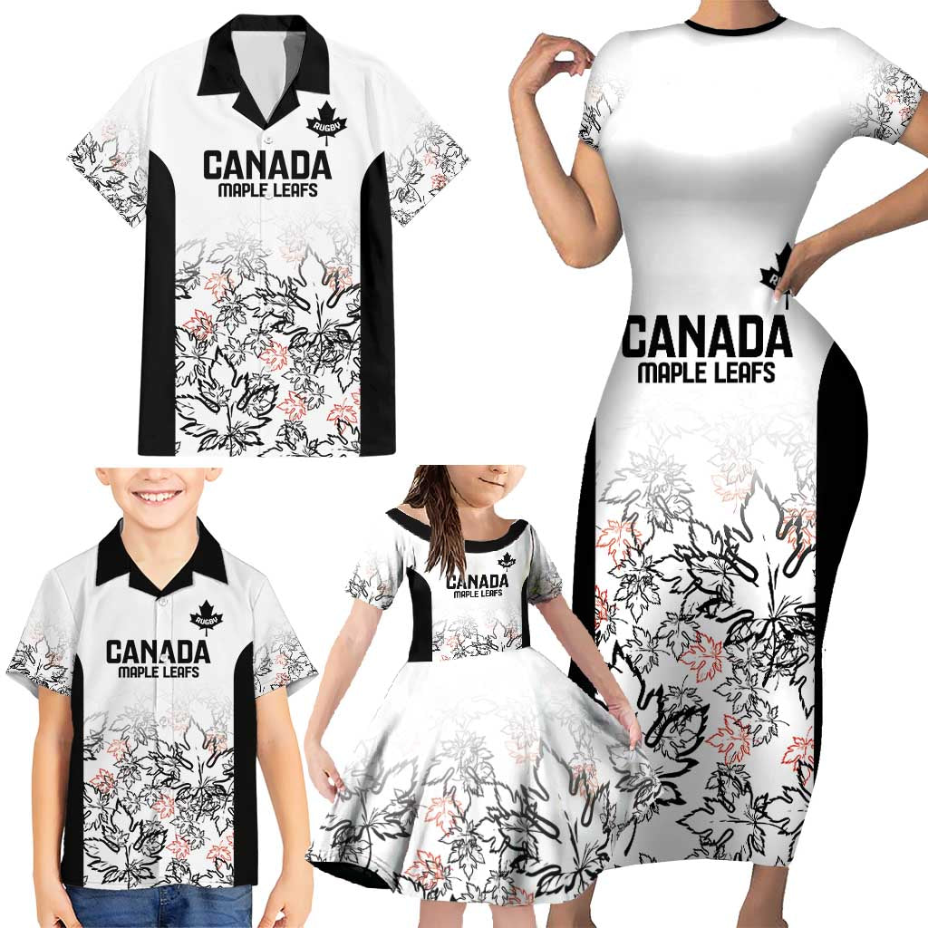 Canada Rugby Custom Family Matching Short Sleeve Bodycon Dress and Hawaiian Shirt Maple Leafs Go Champion - Wonder Print Shop