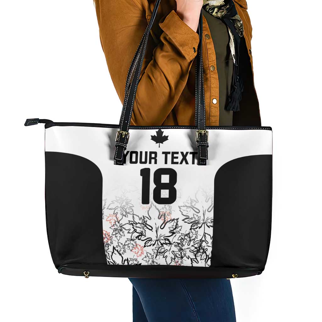 Canada Rugby Custom Leather Tote Bag Maple Leafs Go Champion - Wonder Print Shop
