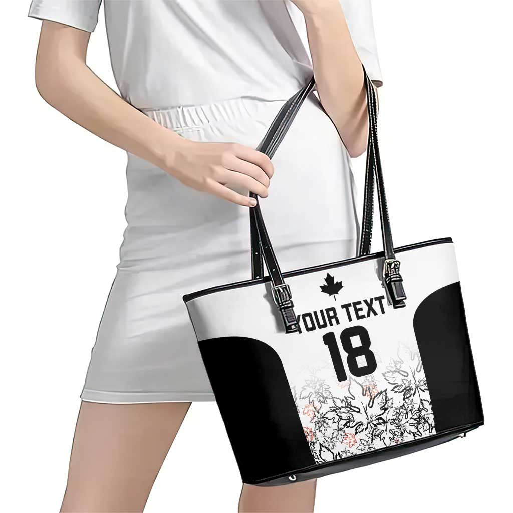 Canada Rugby Custom Leather Tote Bag Maple Leafs Go Champion - Wonder Print Shop