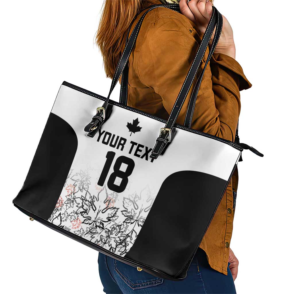 Canada Rugby Custom Leather Tote Bag Maple Leafs Go Champion - Wonder Print Shop