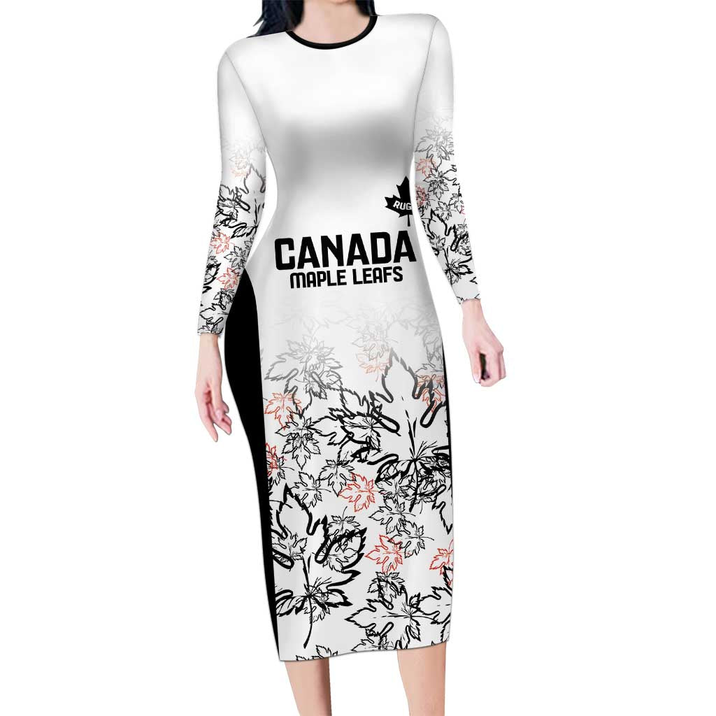 Canada Rugby Custom Long Sleeve Bodycon Dress Maple Leafs Go Champion - Wonder Print Shop