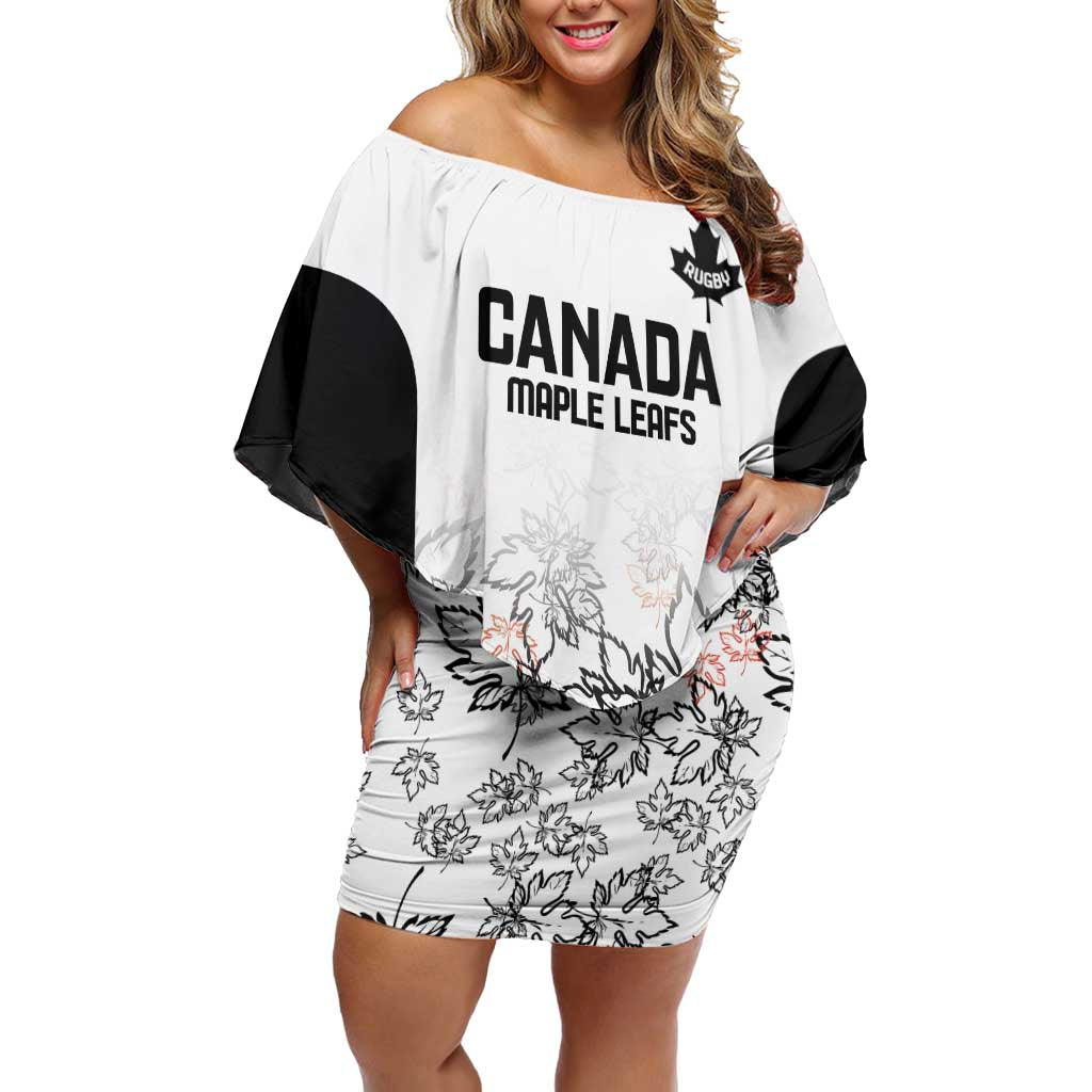 Canada Rugby Custom Off Shoulder Short Dress Maple Leafs Go Champion - Wonder Print Shop