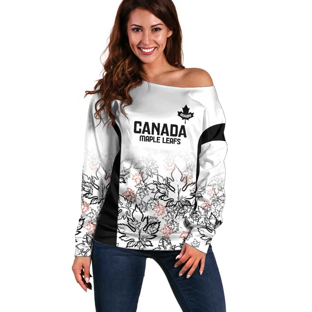 Canada Rugby Custom Off Shoulder Sweater Maple Leafs Go Champion - Wonder Print Shop