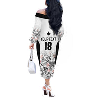 Canada Rugby Custom Off The Shoulder Long Sleeve Dress Maple Leafs Go Champion - Wonder Print Shop