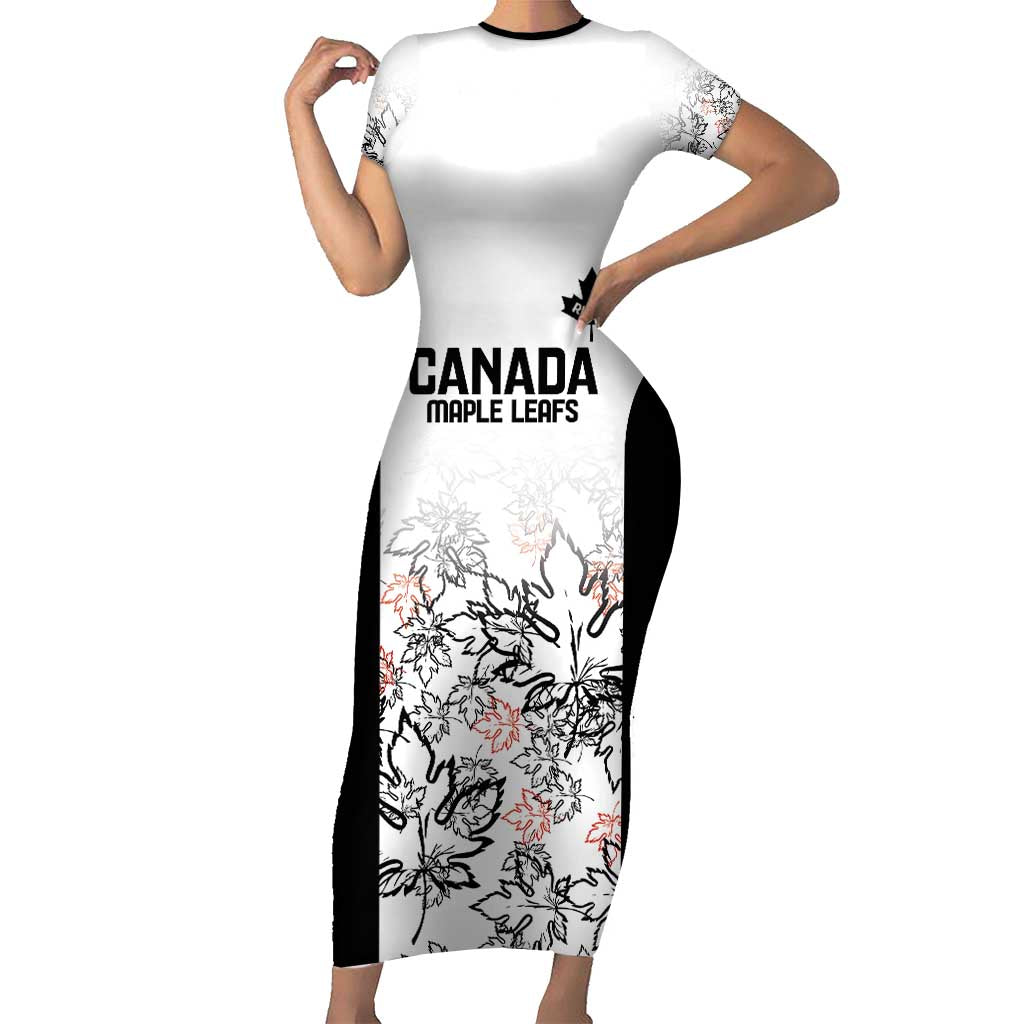 Canada Rugby Custom Short Sleeve Bodycon Dress Maple Leafs Go Champion - Wonder Print Shop