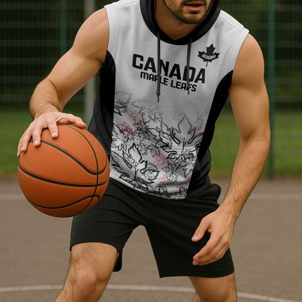 Canada Rugby Custom Sleeveless Hoodie Maple Leafs Go Champion - Wonder Print Shop
