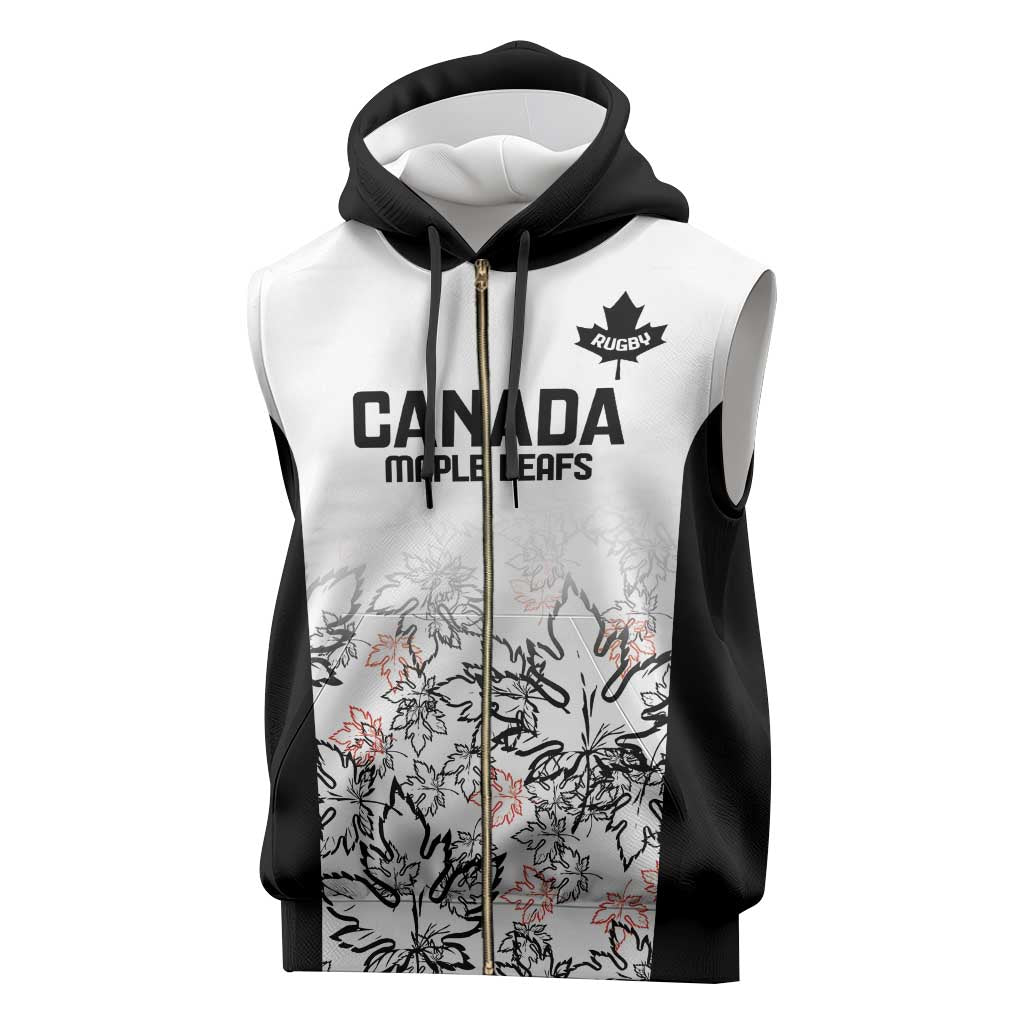 Canada Rugby Custom Sleeveless Zip Hoodie Maple Leafs Go Champion - Wonder Print Shop