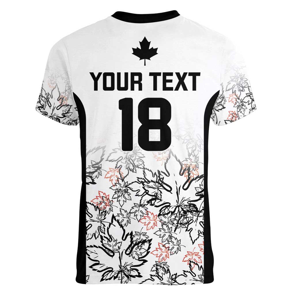 Canada Rugby Custom Women V-Neck T-Shirt Maple Leafs Go Champion - Wonder Print Shop