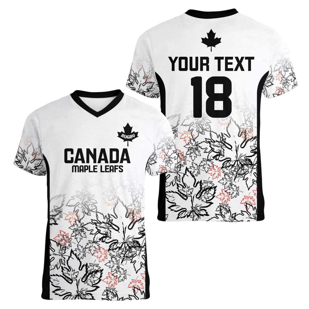Canada Rugby Custom Women V-Neck T-Shirt Maple Leafs Go Champion - Wonder Print Shop