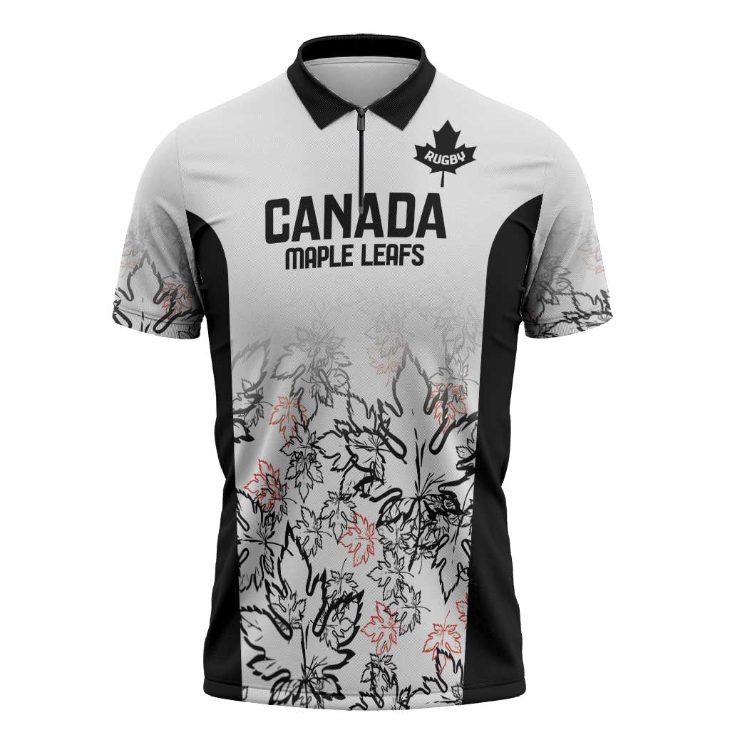 Canada Rugby Custom Zipper Polo Shirt Maple Leafs Go Champion - Wonder Print Shop