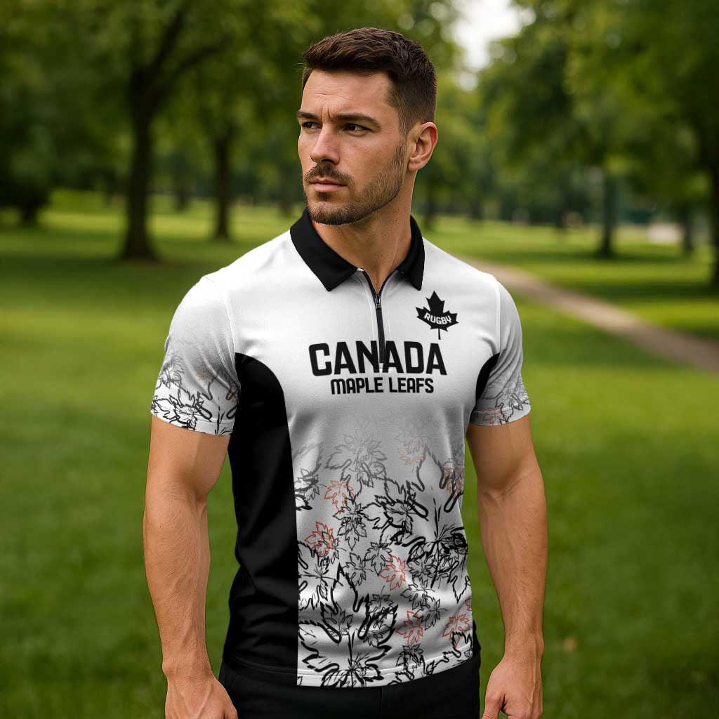 Canada Rugby Custom Zipper Polo Shirt Maple Leafs Go Champion - Wonder Print Shop