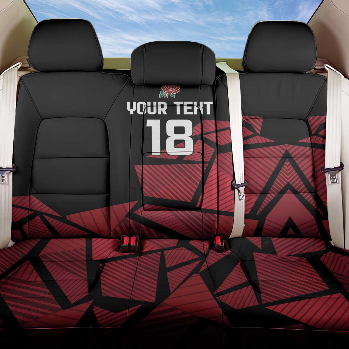 England Rugby Custom Back Car Seat Cover Red Roses Go Champion - Wonder Print Shop
