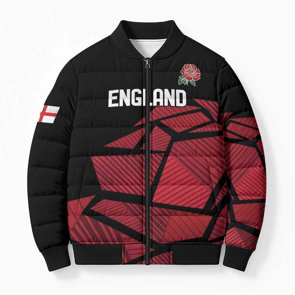 England Rugby Custom Bomber Puffer Jacket Red Roses Go Champion - Wonder Print Shop
