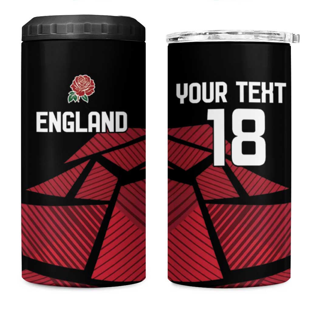 England Rugby Custom 4 in 1 Can Cooler Tumbler Red Roses Go Champion - Wonder Print Shop